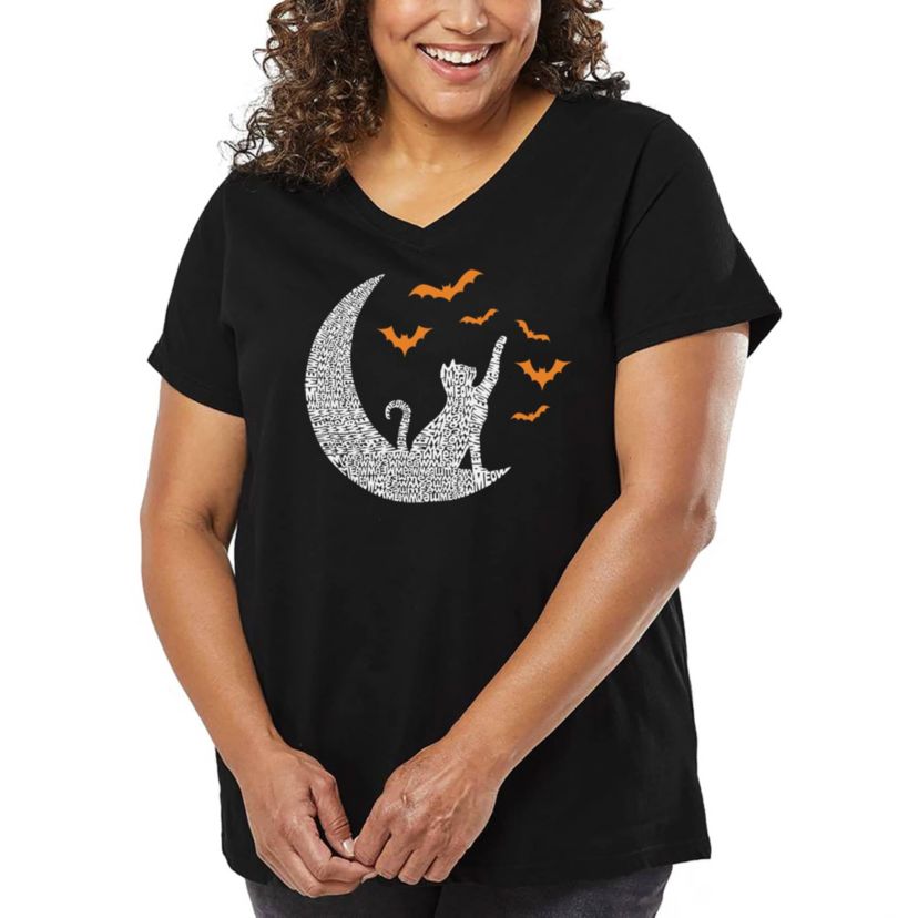 Lunar Bats - Womens Plus Size Word Art V-Neck