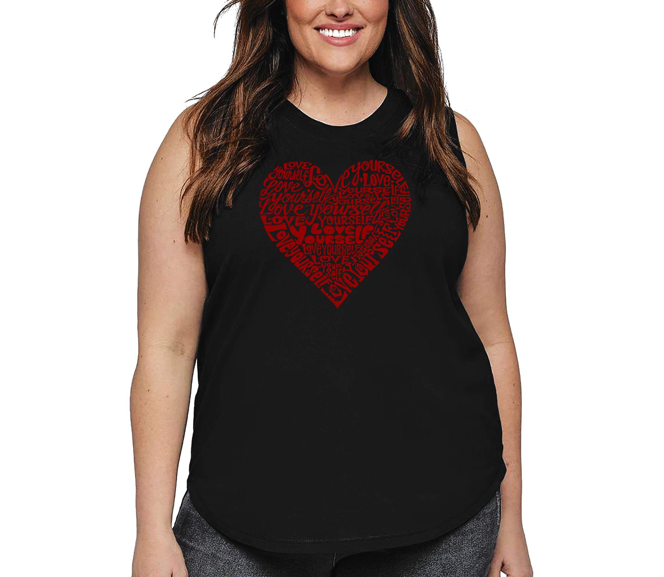Love Yourself - Womens Plus Size Word Art Tank Top