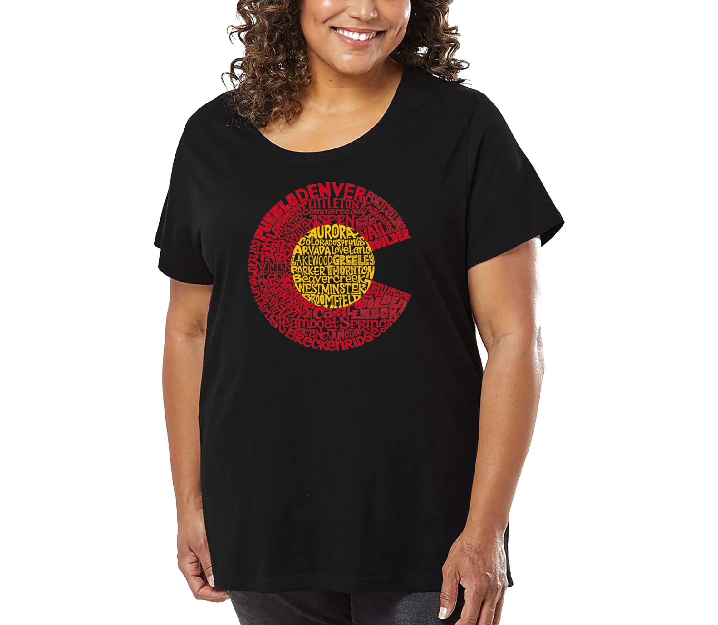 Womens Plus Size Word Art T-shirt - Colorado