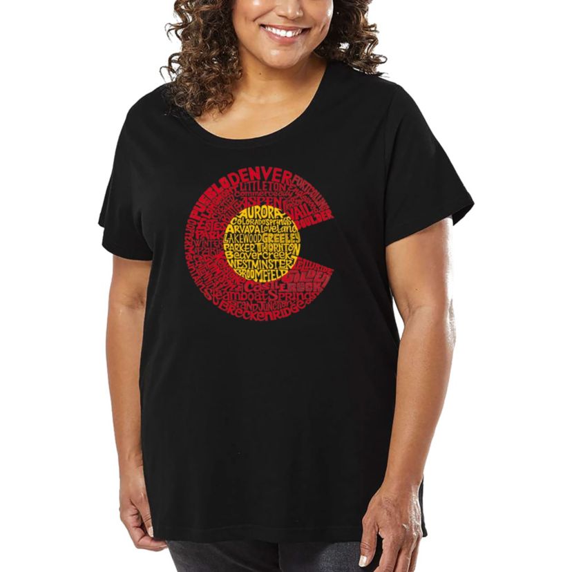 Womens Plus Size Word Art T-shirt - Colorado