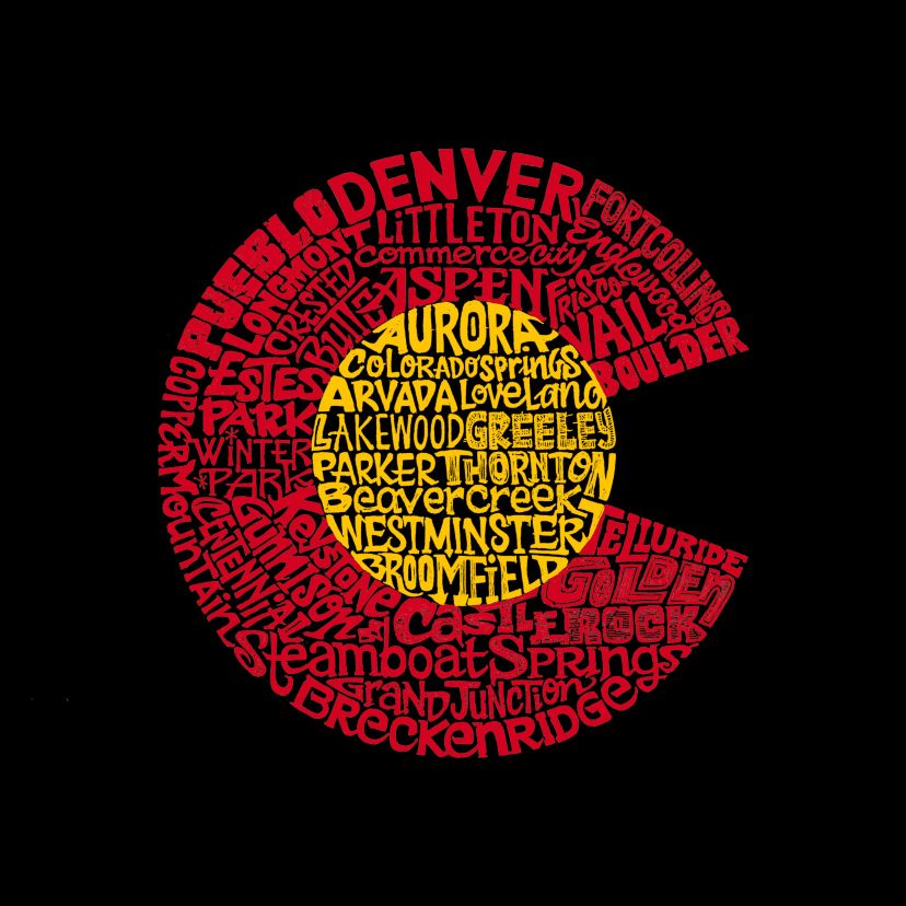 Womens Plus Size Word Art T-shirt - Colorado
