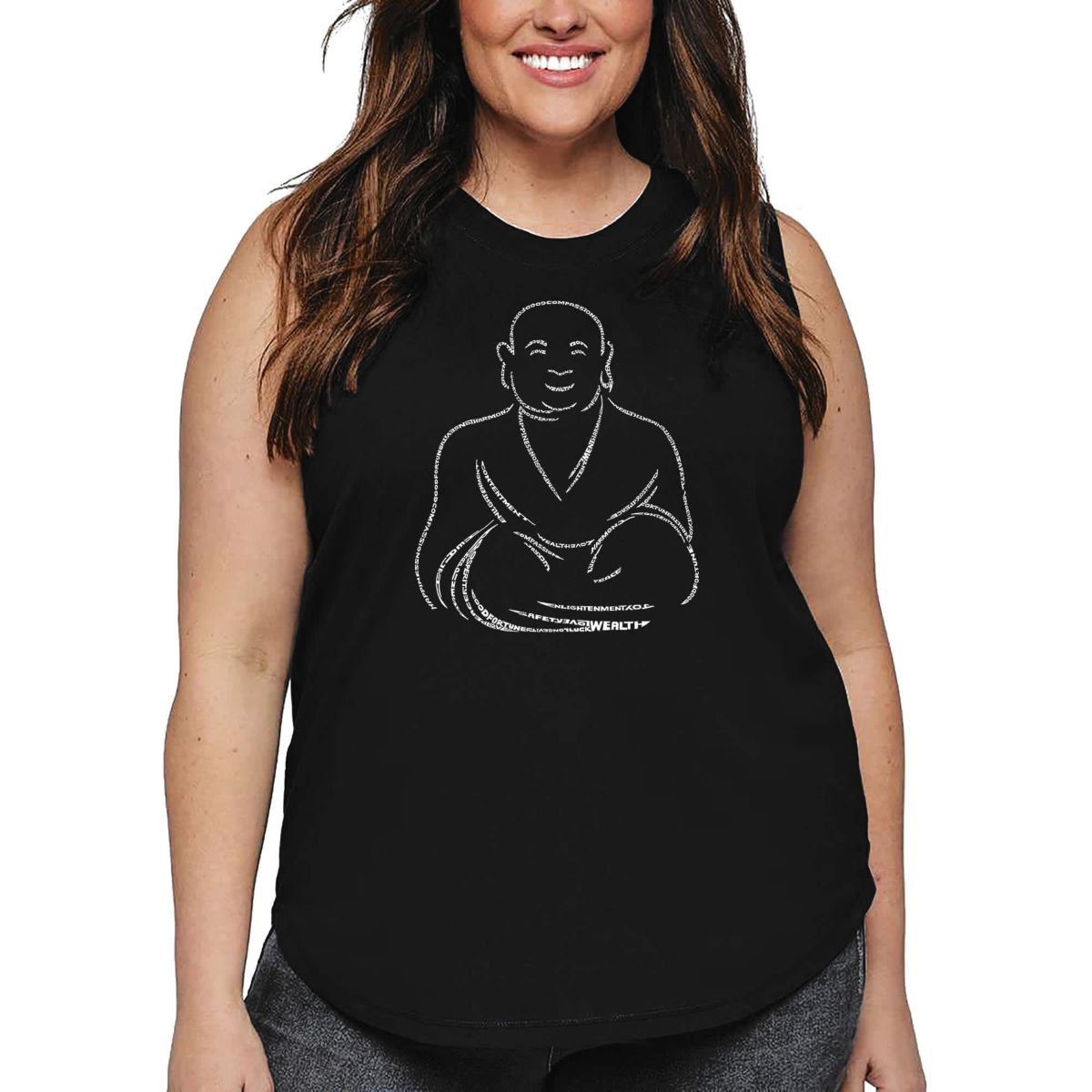 Womens Plus Size Word Art Tank Top - POSITIVE WISHES
