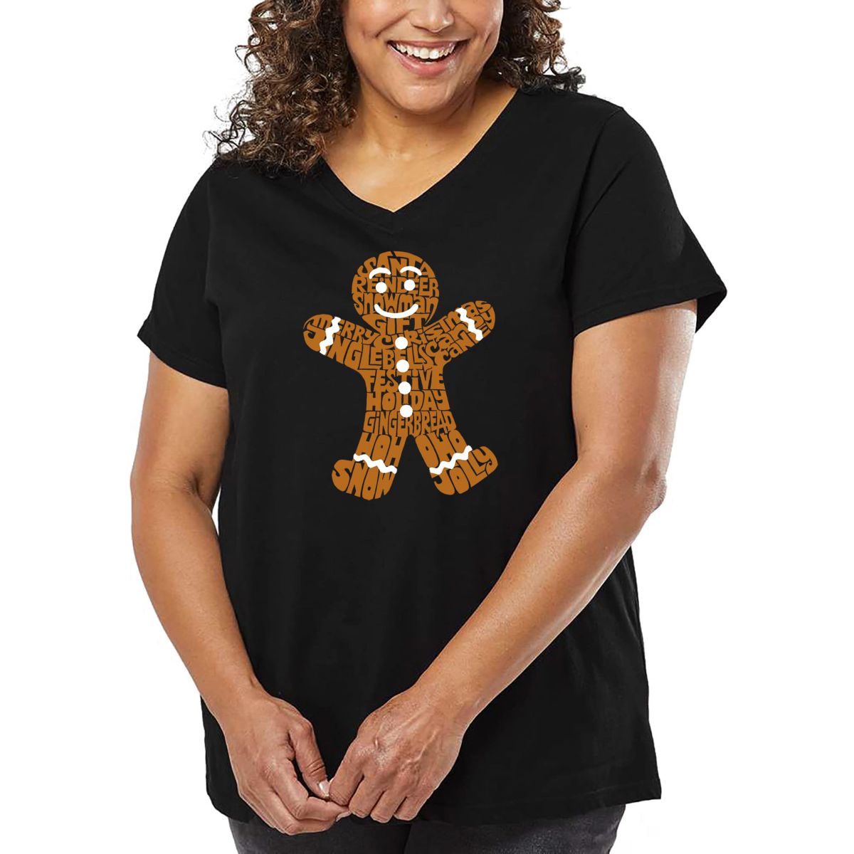 Gingerbread - Womens Plus Size Word Art V-Neck