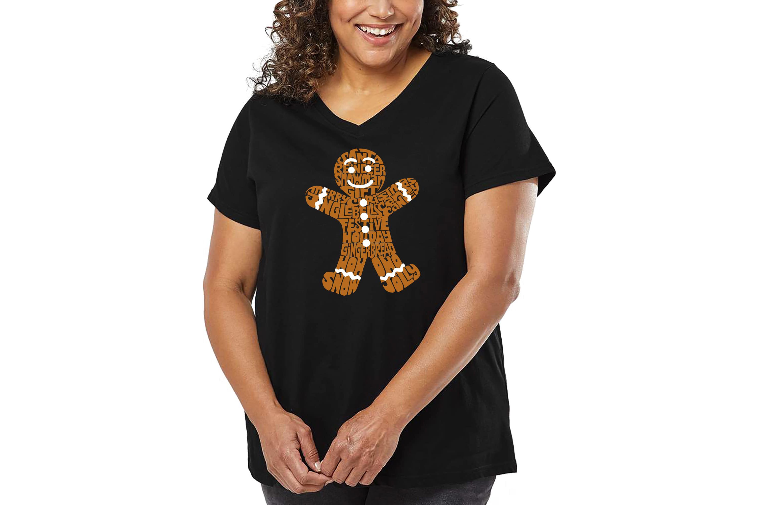 Gingerbread - Womens Plus Size Word Art V-Neck