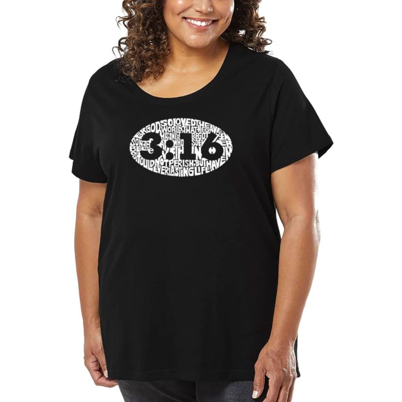 Womens Plus Size Word Art T-shirt - John 3:16