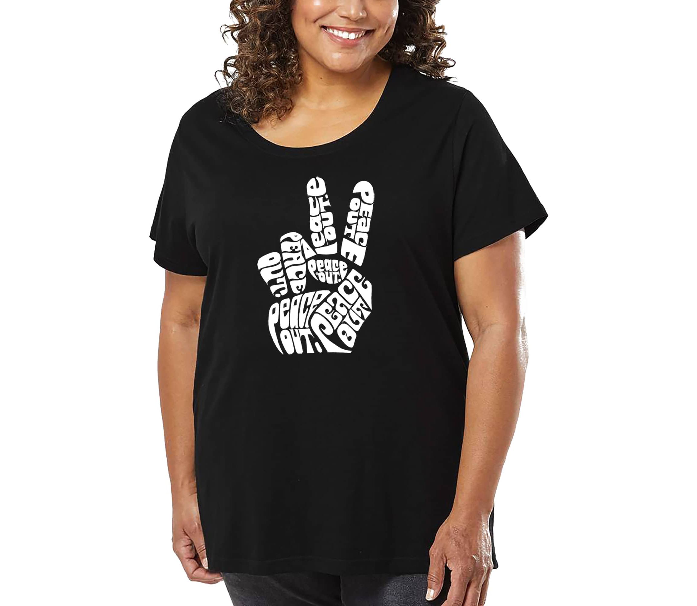 Womens Plus Size Word Art T-shirt - Peace Out