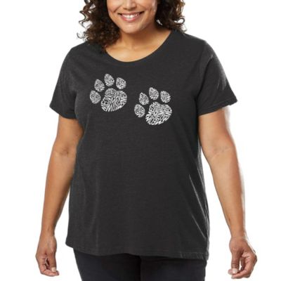 LA Pop Art Women's Plus Size Word Art T-shirt - Meow Cat Prints, Grey, 4X