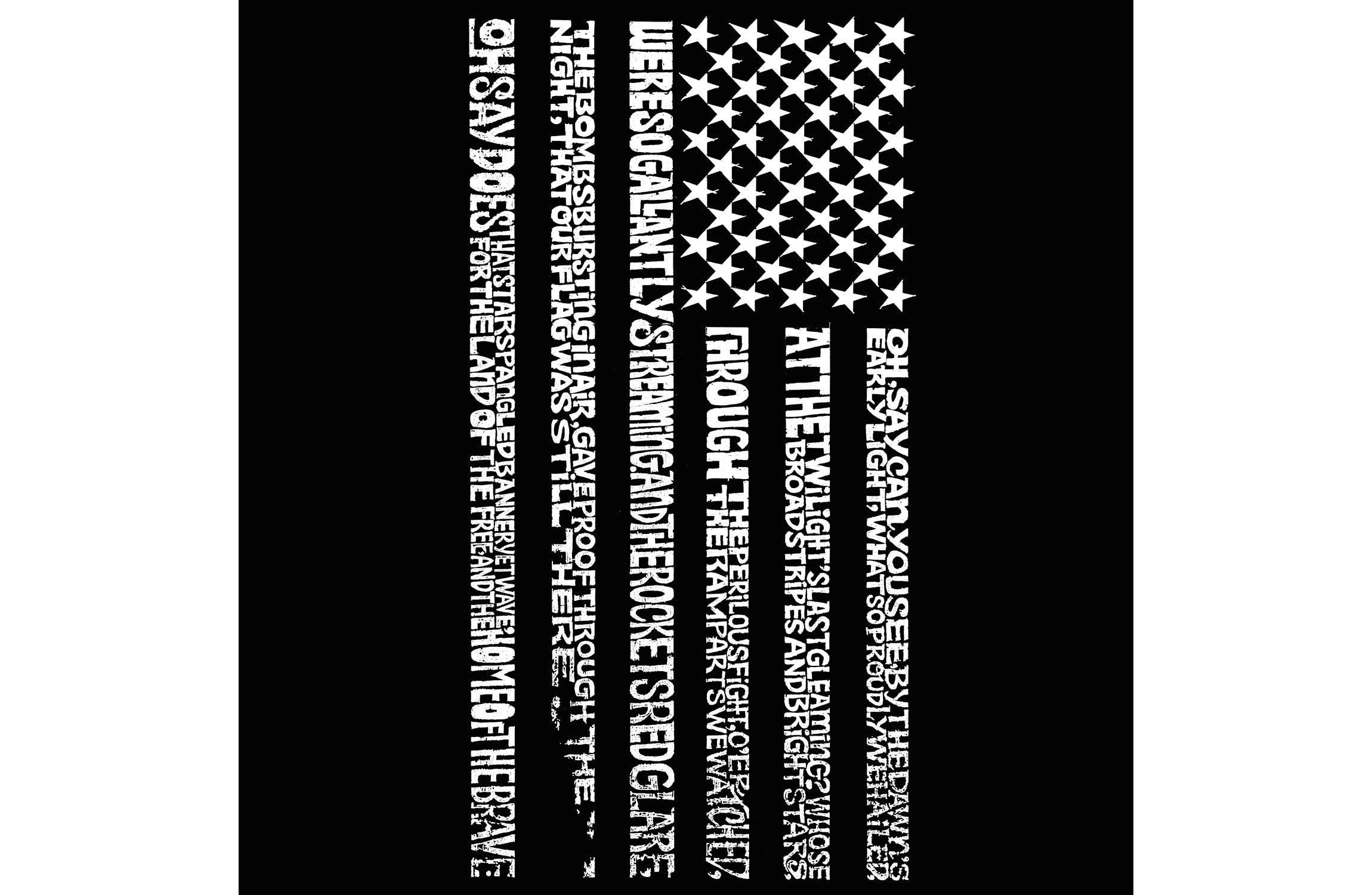 Womens Plus Size Word Art V-Neck - National Anthem Flag
