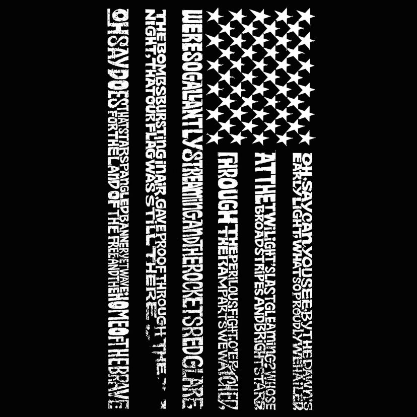 Womens Plus Size Word Art V-Neck - National Anthem Flag