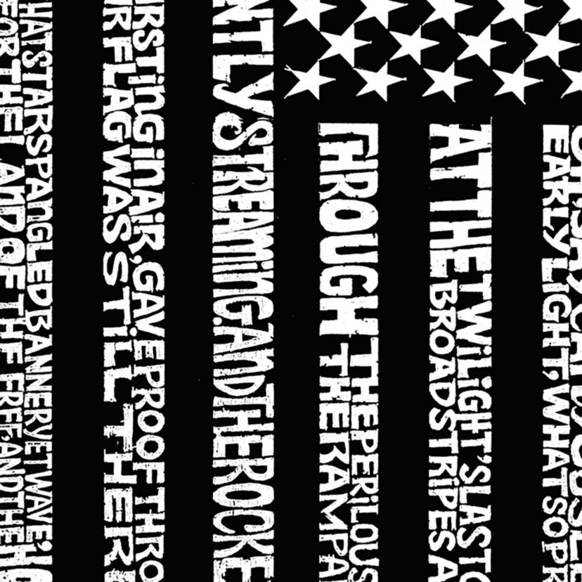 Womens Plus Size Word Art V-Neck - National Anthem Flag