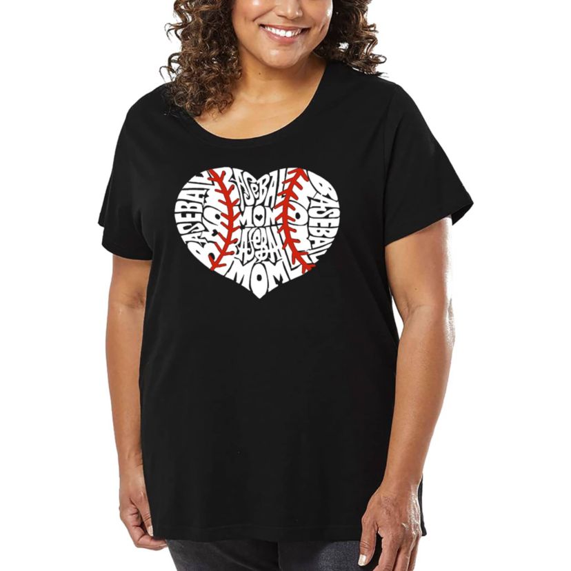 Womens Plus Size Word Art T-shirt - Baseball Mom