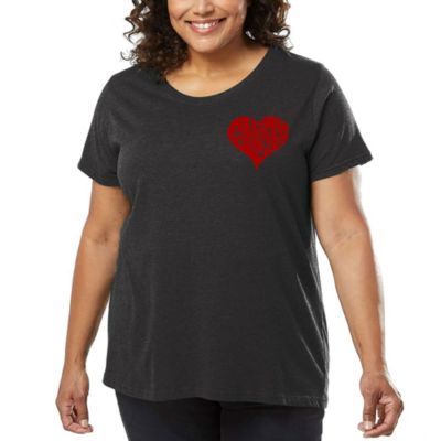 LA Pop Art All You Need is Love - Women's Plus Size Word Art T-Shirt, Grey, 4X