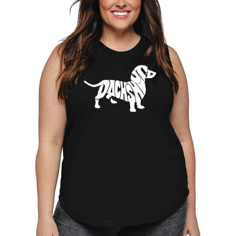 Womens Plus Size Word Art Tank Top - Dachshund