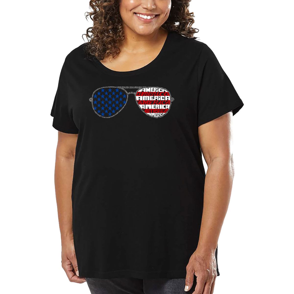 Americana Sunglasses - Womens Plus Size Word Art T-Shirt