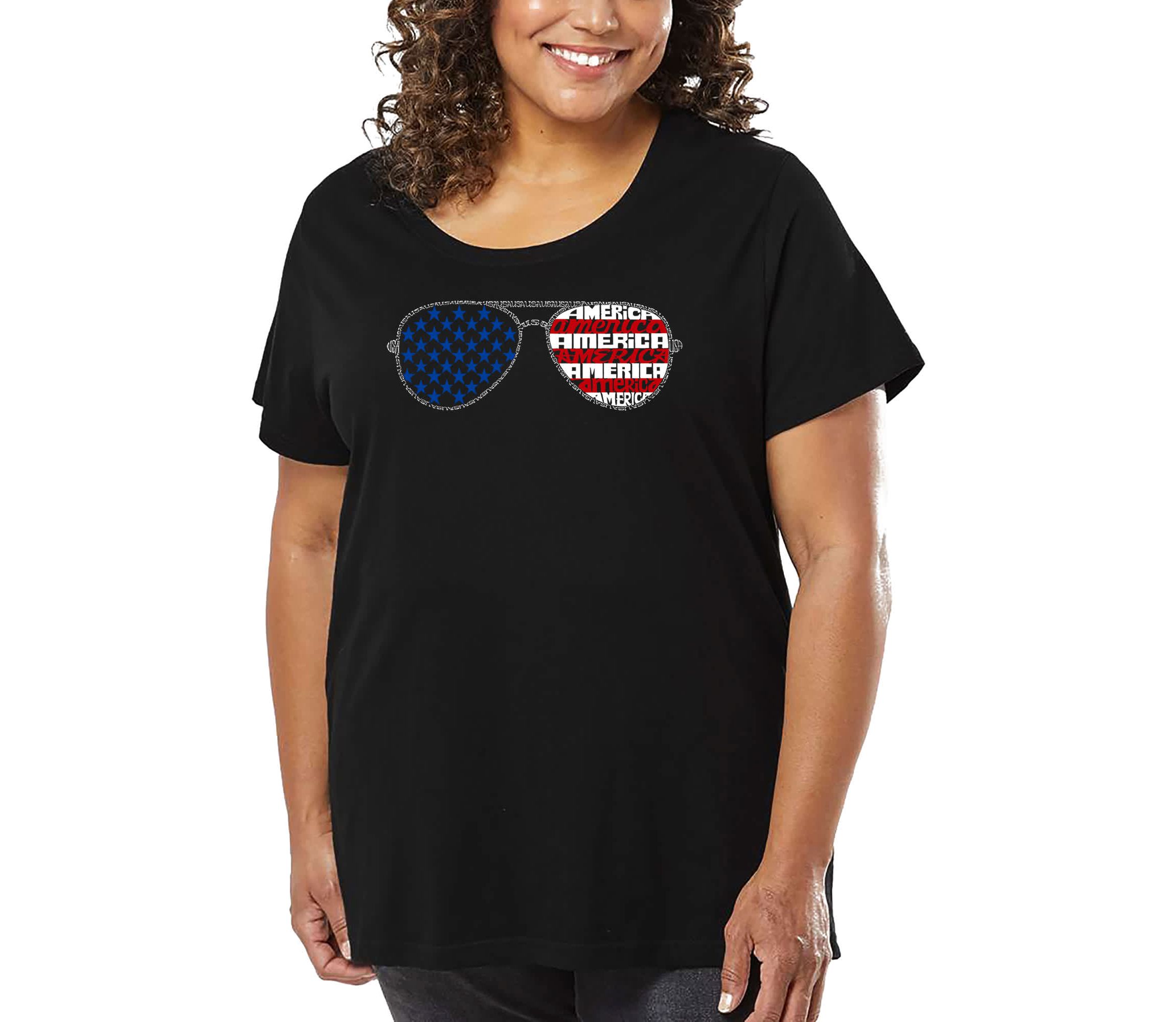 Americana Sunglasses - Womens Plus Size Word Art T-Shirt