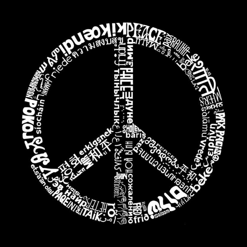 Womens Plus Size Word Art V-Neck - THE WORD PEACE IN 77 LANGUAGES