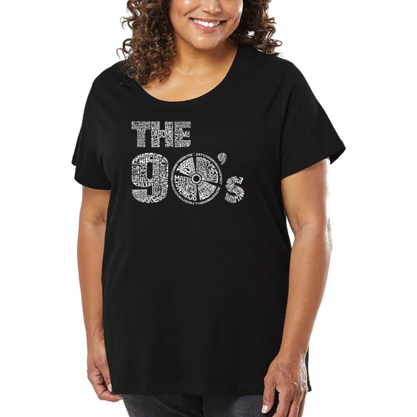 Womens Plus Size Word Art T-shirt - 90S