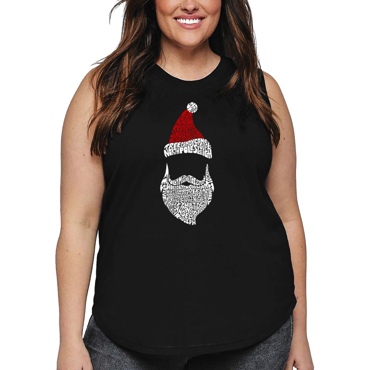 Womens Plus Size Word Art Tank Top - Santa Claus