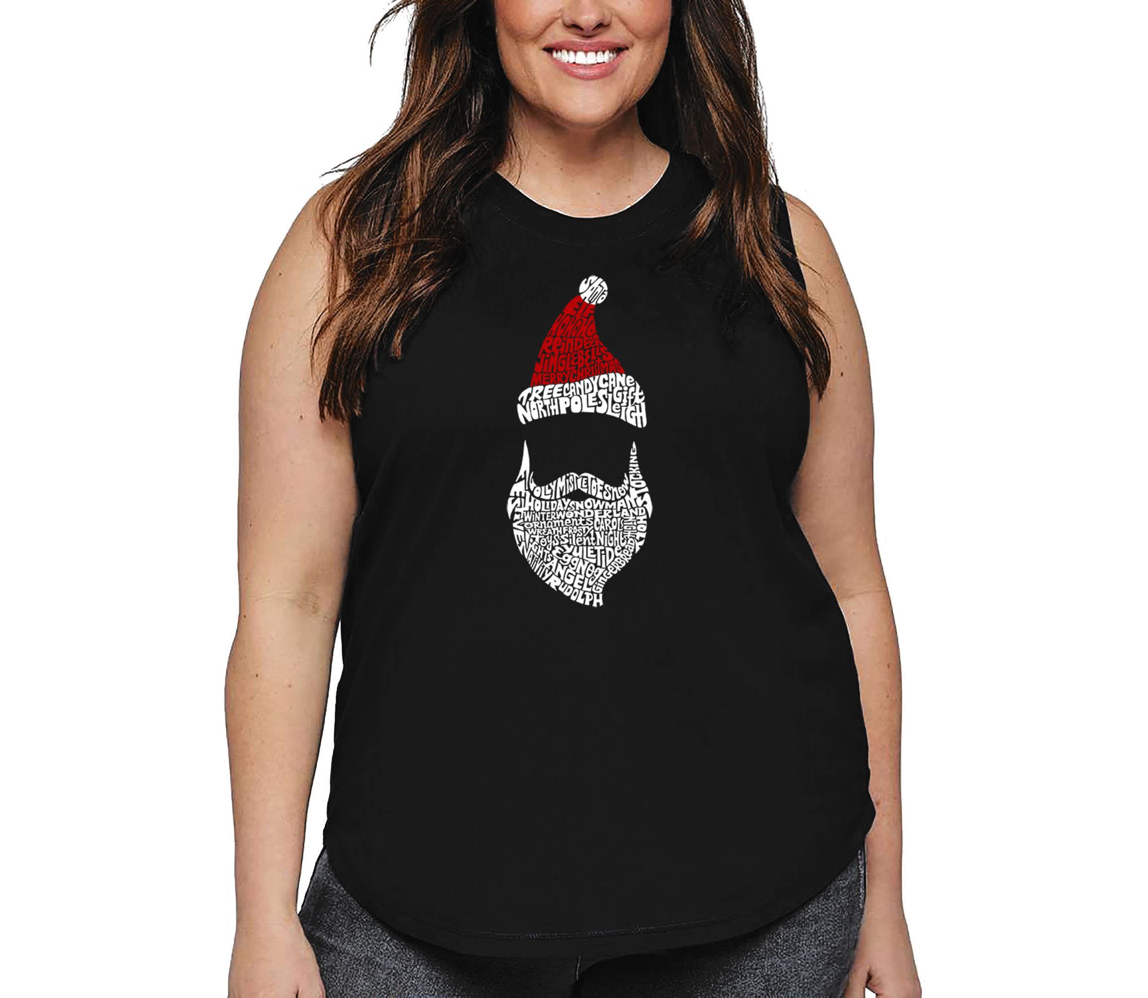 Womens Plus Size Word Art Tank Top - Santa Claus