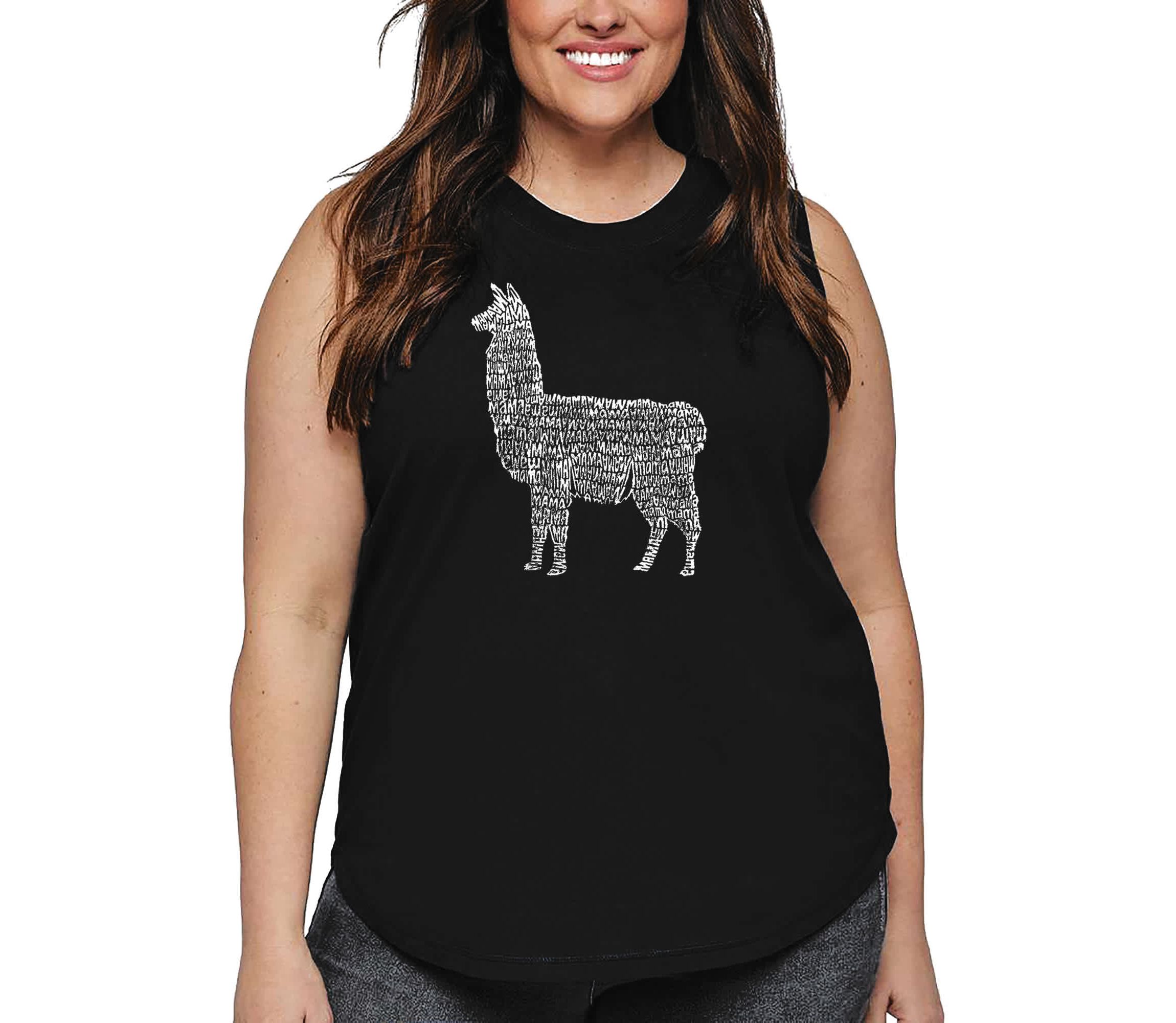 Womens Plus Size Word Art Tank Top - Llama Mama