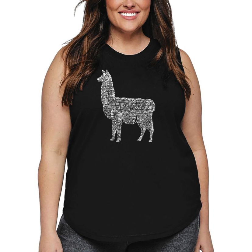 Womens Plus Size Word Art Tank Top - Llama Mama