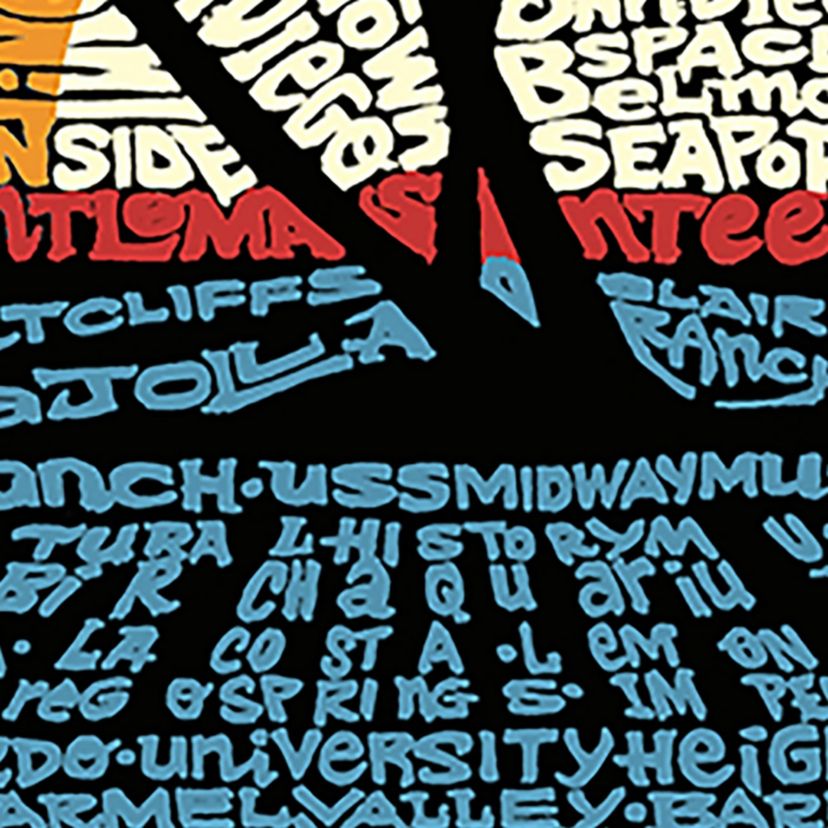 Womens Plus Size Word Art V-Neck - Cities In San Diego