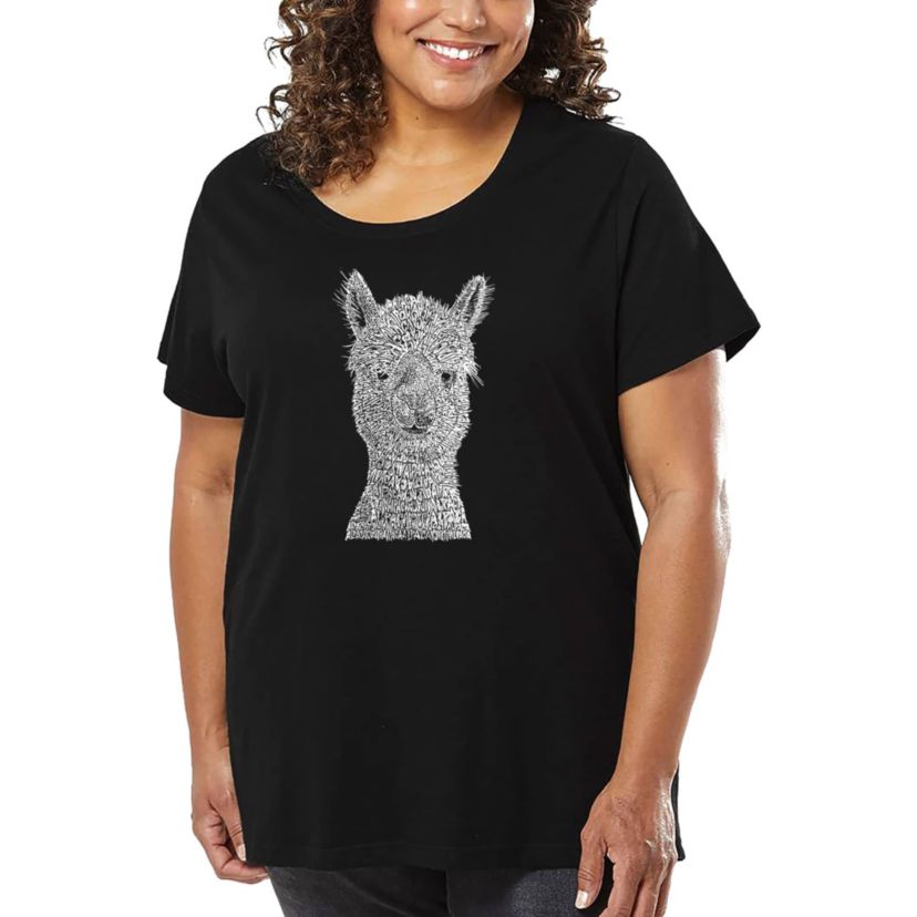 Womens Plus Size Word Art T-shirt - Alpaca