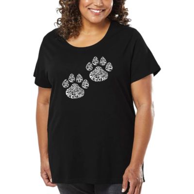 LA Pop Art Women's Plus Size Word Art T-shirt - Cat Mom, Black, 4X