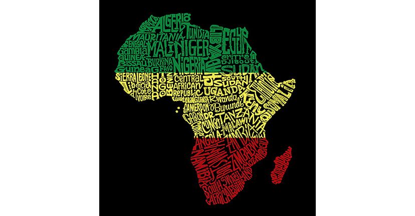 Womens Plus Size Word Art Tank Top - Countries in Africa