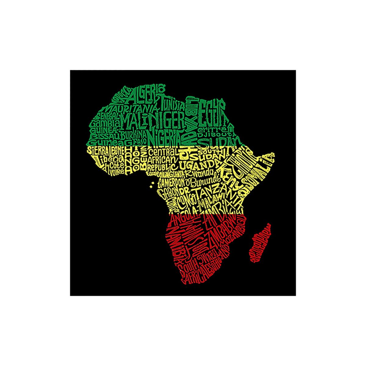 Womens Plus Size Word Art Tank Top - Countries in Africa