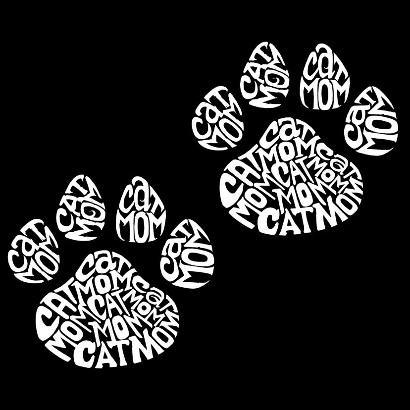 Womens Plus Size Word Art V-Neck - Cat Mom