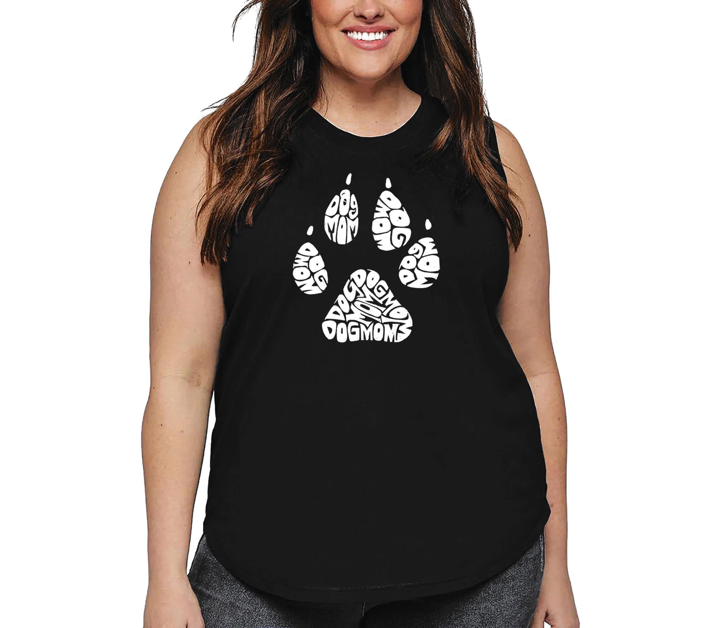 Womens Plus Size Word Art Tank Top - Dog Mom