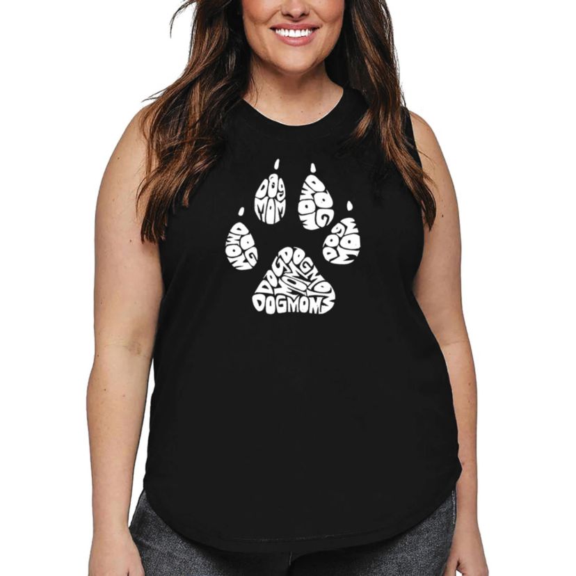 Womens Plus Size Word Art Tank Top - Dog Mom