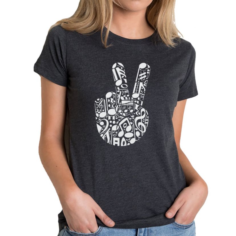 Peace Finger Notes - Womens Premium Blend Word Art T-Shirt