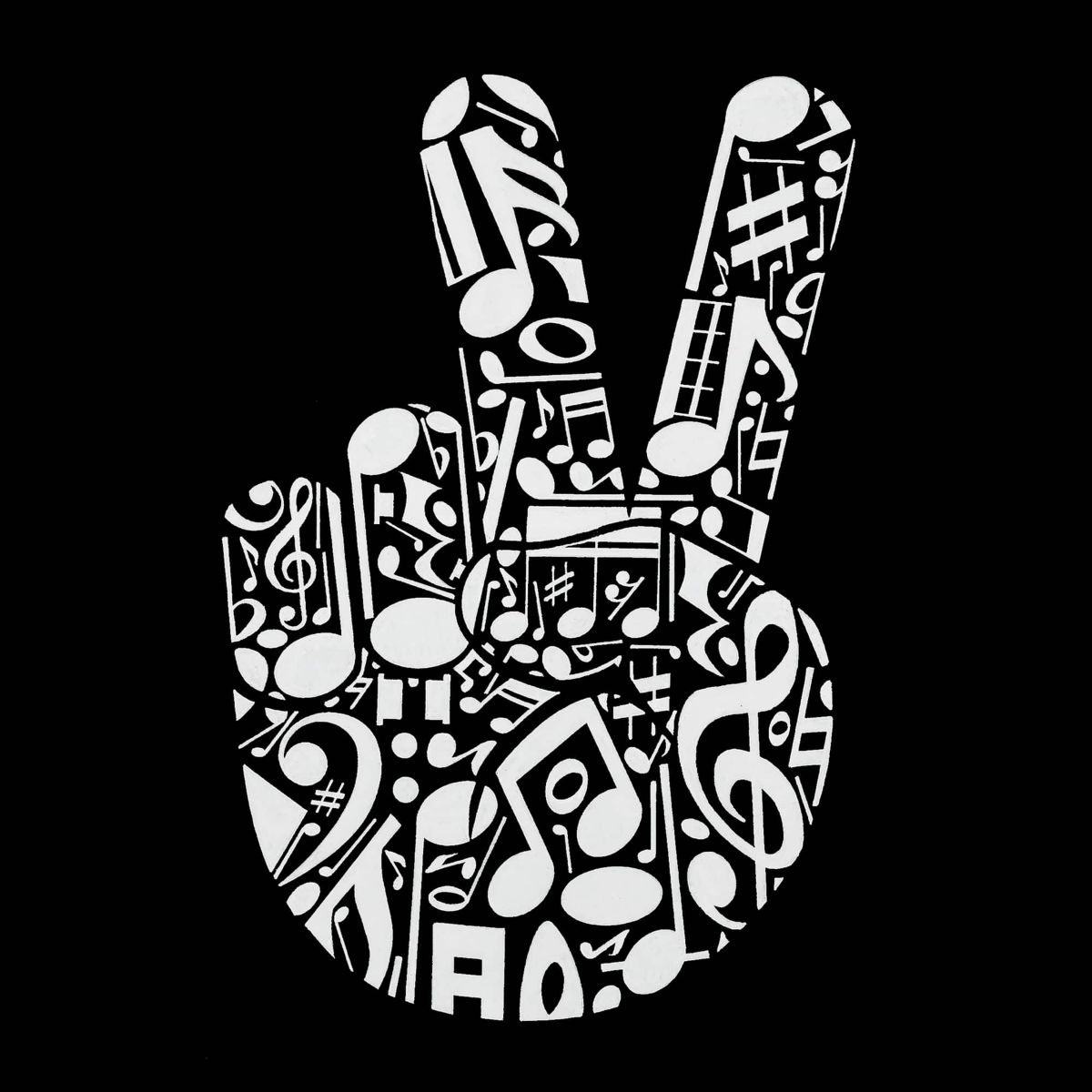 Peace Finger Notes - Womens Premium Blend Word Art T-Shirt