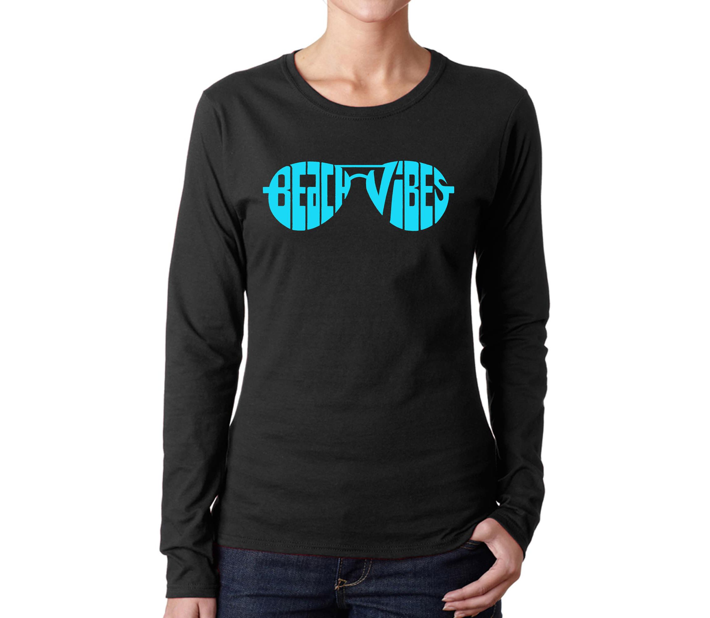 Beach Vibes - Womens Word Art Long Sleeve T-Shirt