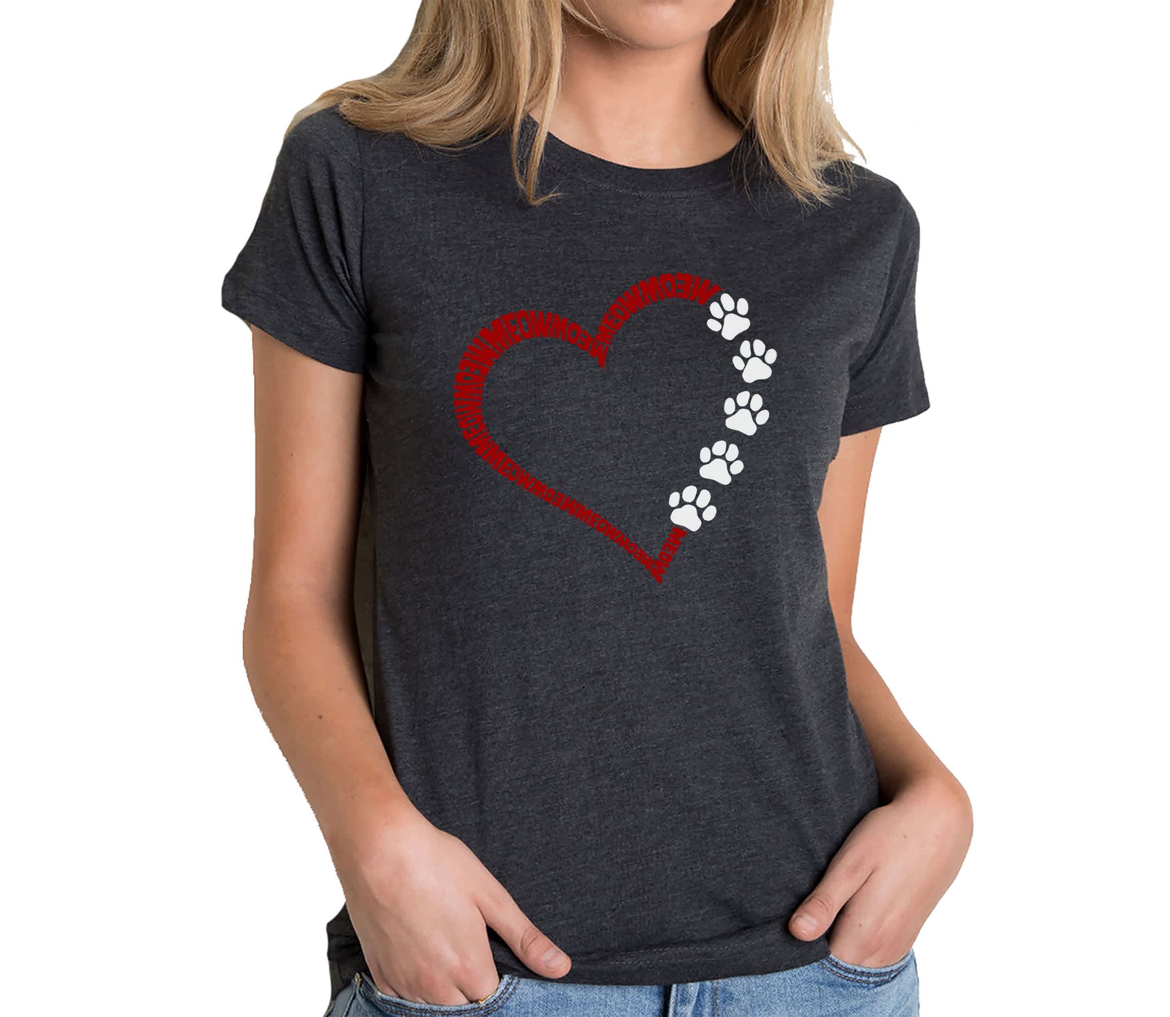 Meow Heart - Womens Premium Blend Word Art T-Shirt