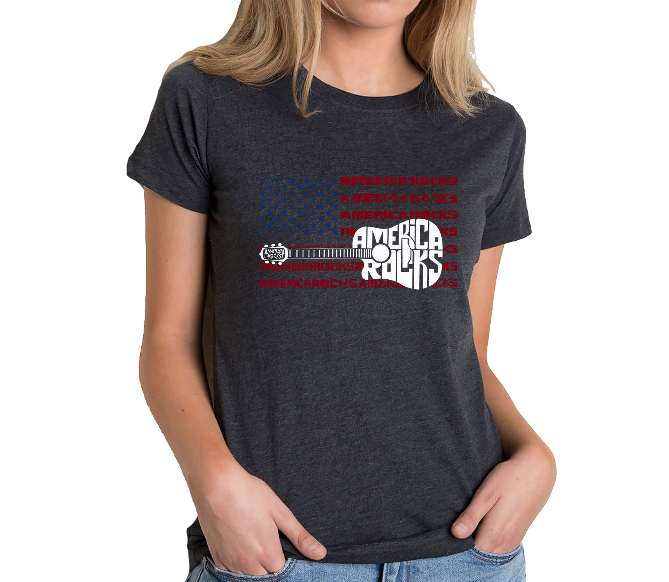 America Rocks - Womens Premium Blend Word Art T-Shirt