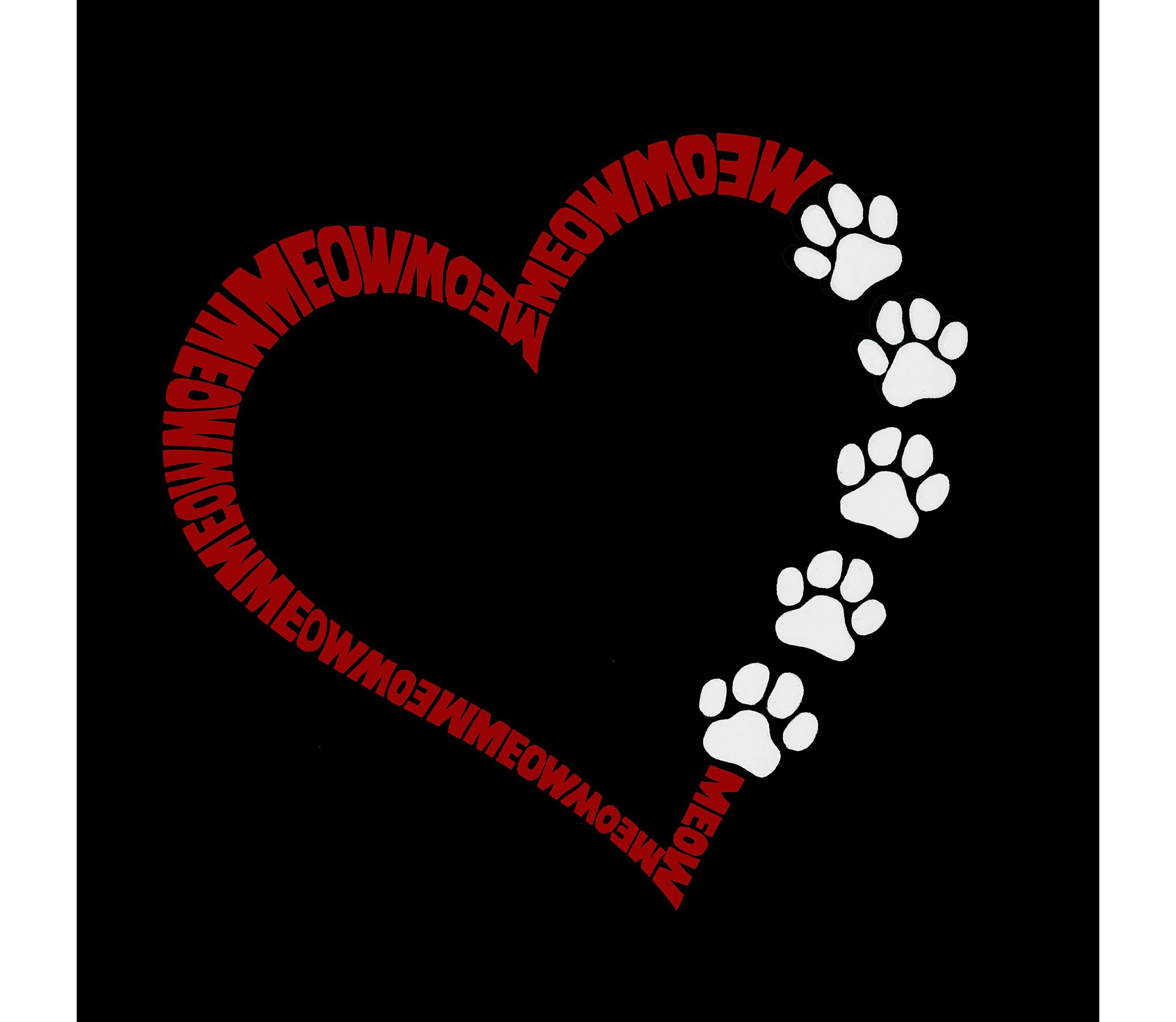 Meow Heart - Womens Word Art Long Sleeve T-Shirt