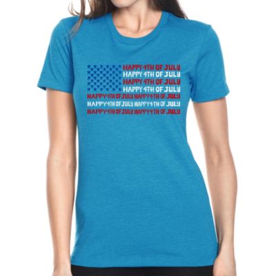 LA Pop Art Happy 4th of July - Women's Premium Blend Word Art T-Shirt, Turquoise, XXL