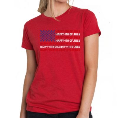 LA Pop Art Happy 4th of July - Women's Premium Blend Word Art T-Shirt, Red, XXL