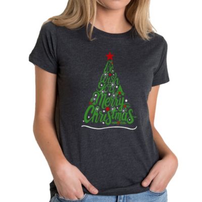 LA Pop Art We Wish You A Merry Christmas - Women's Premium Blend Word Art T-Shirt