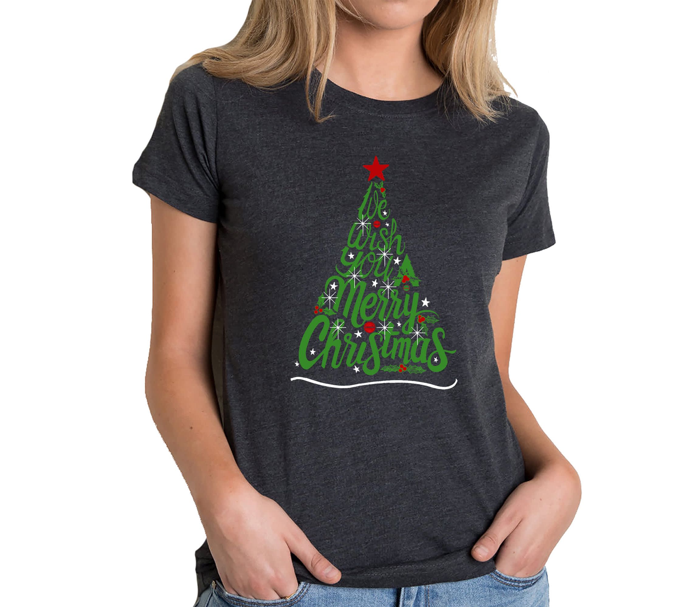 We Wish You A Merry Christmas - Womens Premium Blend Word Art T-Shirt