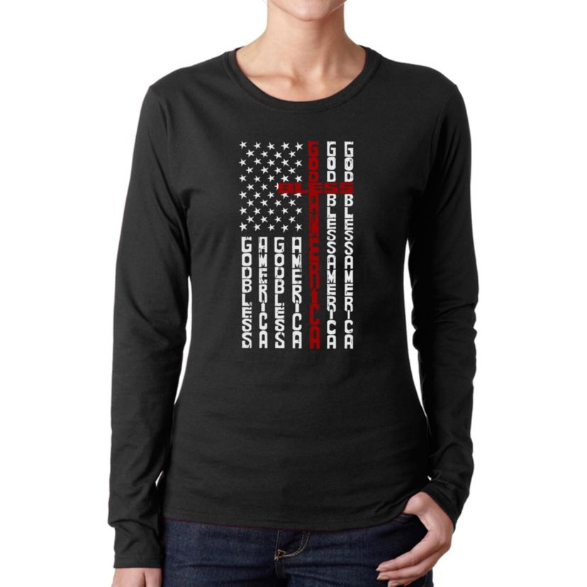 Cross Flag - Womens Word Art Long Sleeve T-Shirt