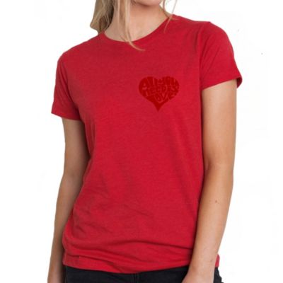 LA Pop Art All You Need is Love - Women's Premium Blend Word Art T-Shirt, Red, XXL
