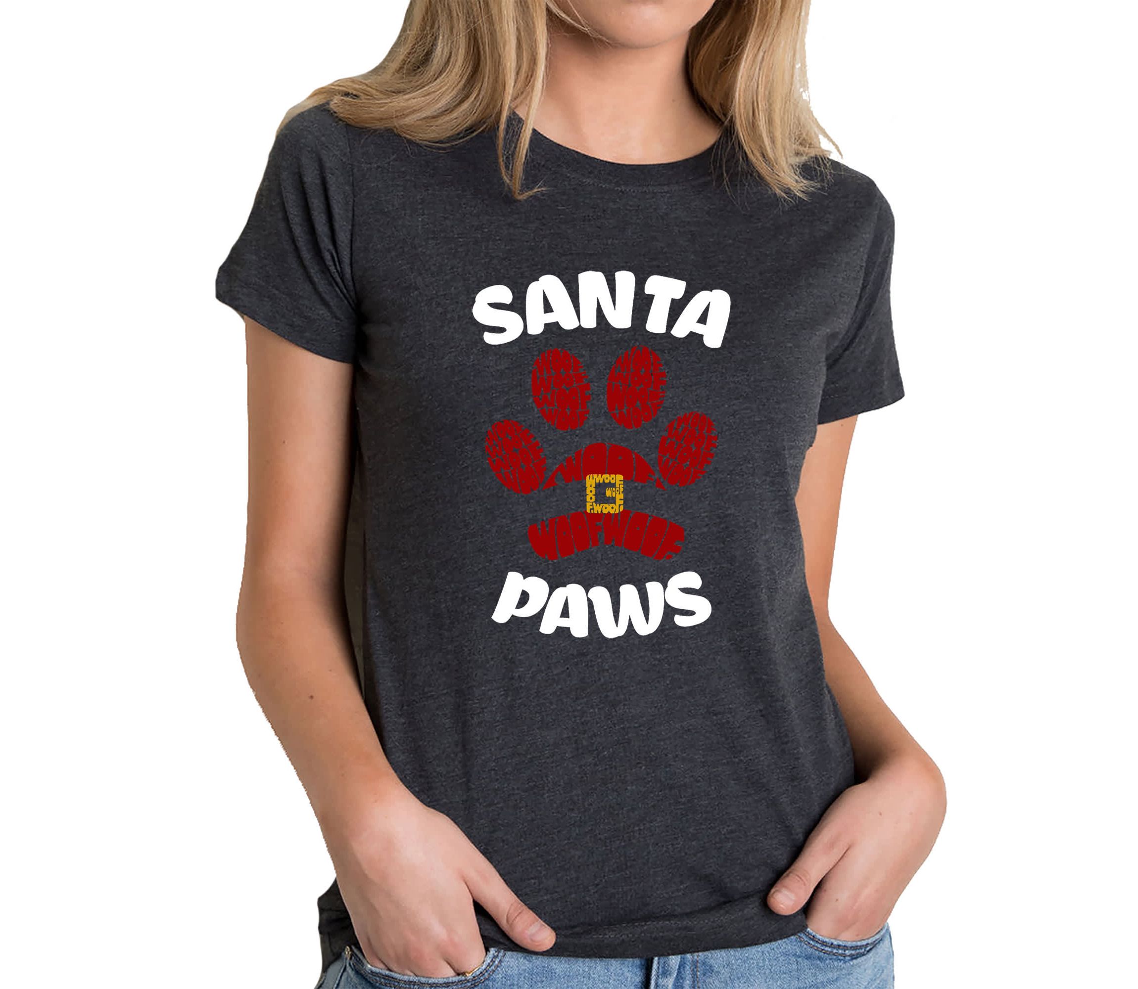 Santa Paws - Womens Premium Blend Word Art T-Shirt