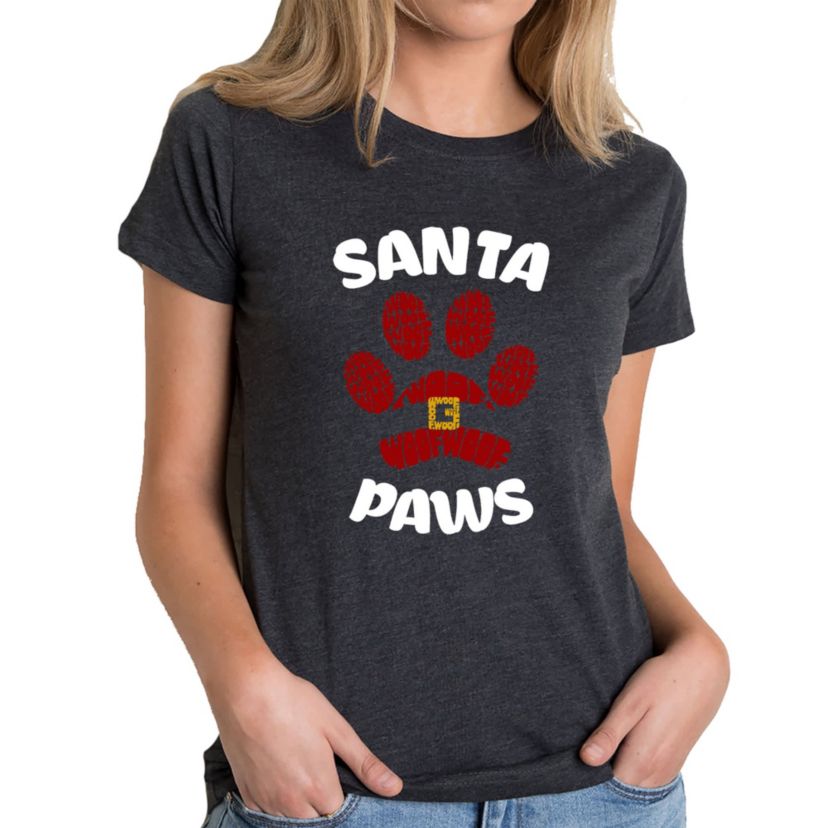 Santa Paws - Womens Premium Blend Word Art T-Shirt