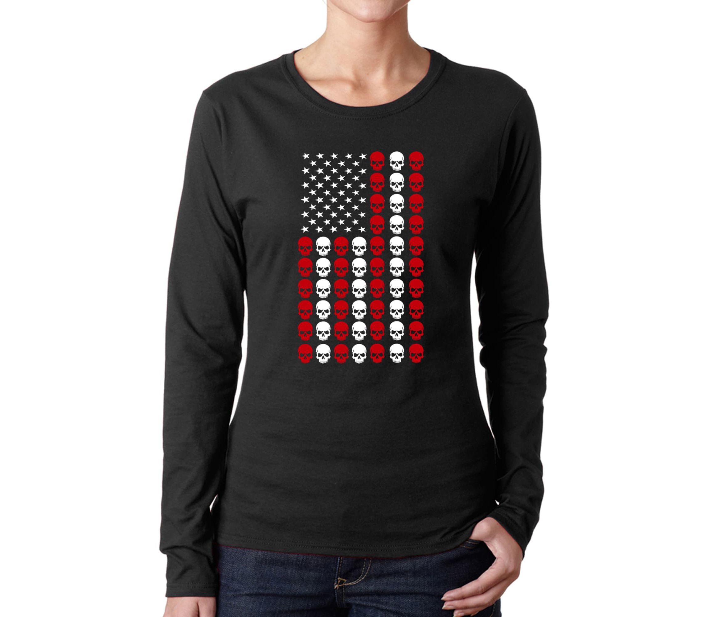 Skull Flag - Womens Word Art Long Sleeve T-Shirt