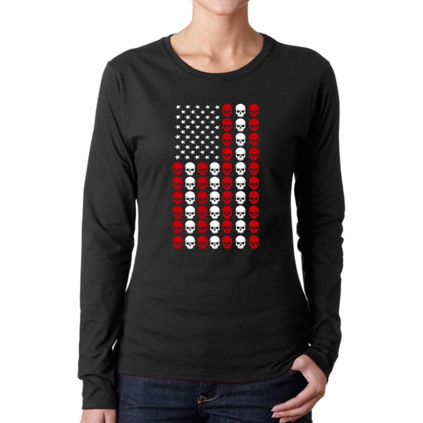 Skull Flag - Womens Word Art Long Sleeve T-Shirt