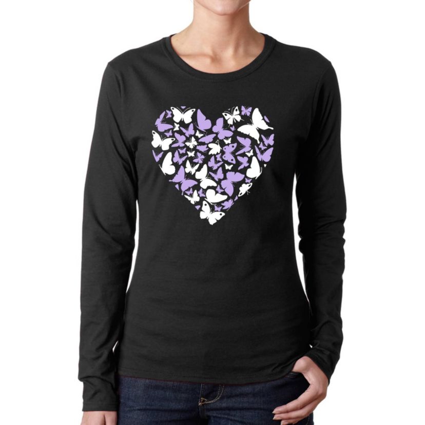 Butterfly Heart - Womens Word Art Long Sleeve T-Shirt